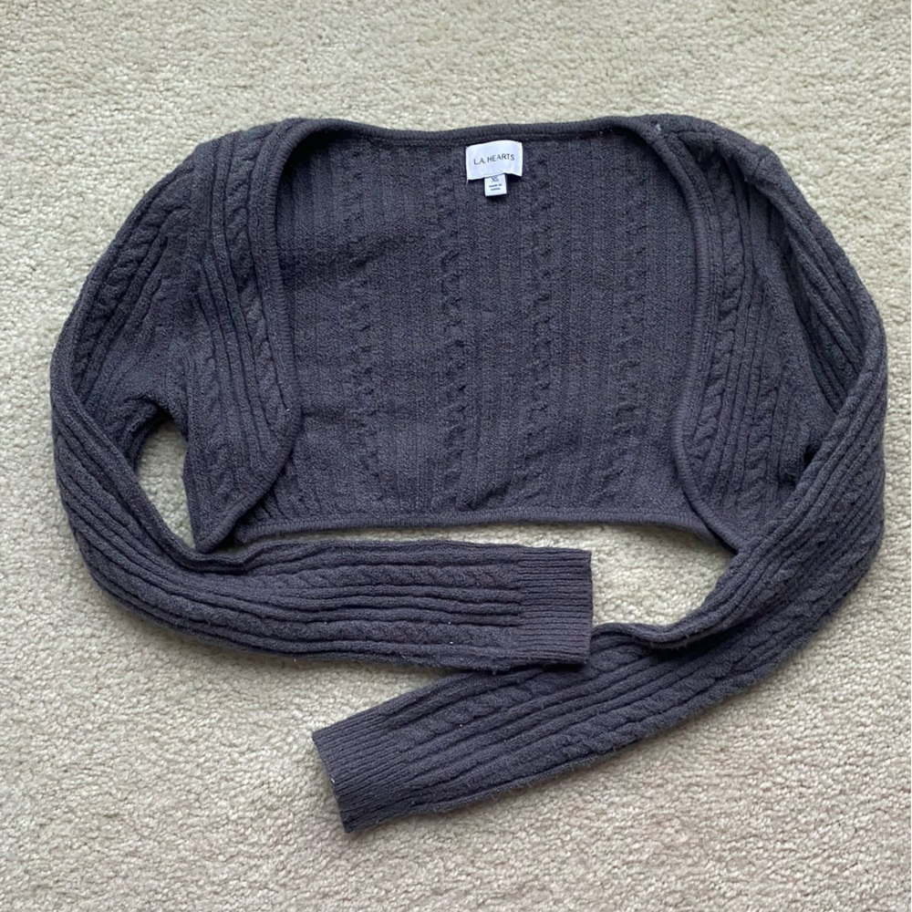 PacSun Dark Gray Cable Knit Shrug